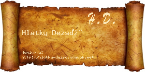 Hlatky Dezső névjegykártya